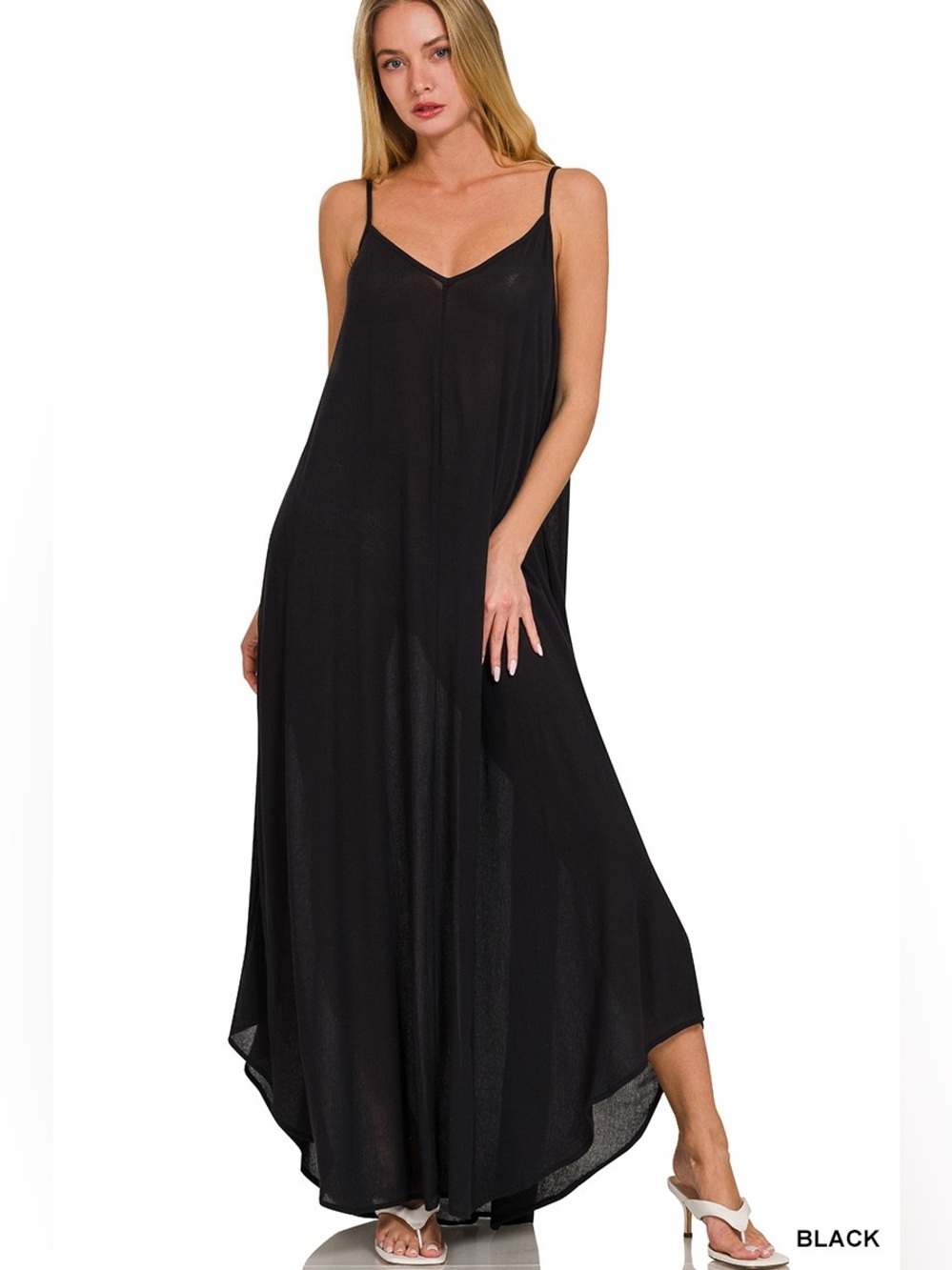 🖤 Zenana Woven Crinkle Cami Maxi Dress With Side Pockets 🖤🛍️